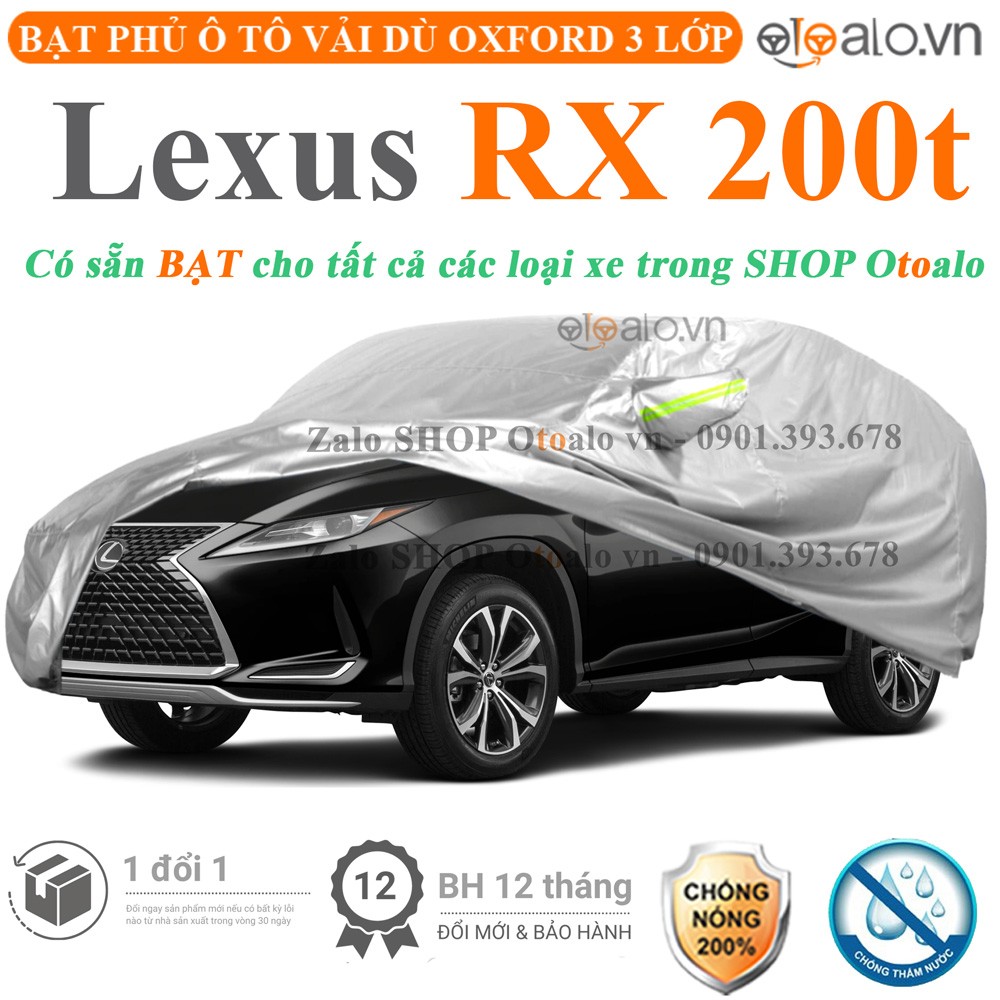 Bạt phủ xe ô tô Lexus RX 200t vải dù 3 lớp cao cấp - OTOALO