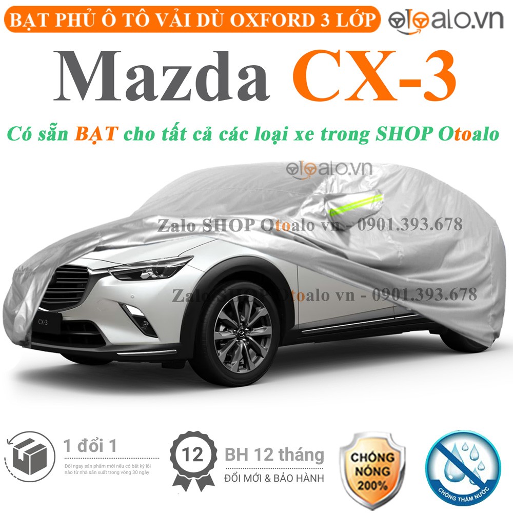 Bạt phủ xe ô tô Mazda CX3 vải dù 3 lớp cao cấp - OTOALO