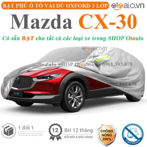 Bạt phủ xe ô tô Mazda CX30 vải dù 3 lớp cao cấp - OTOALO