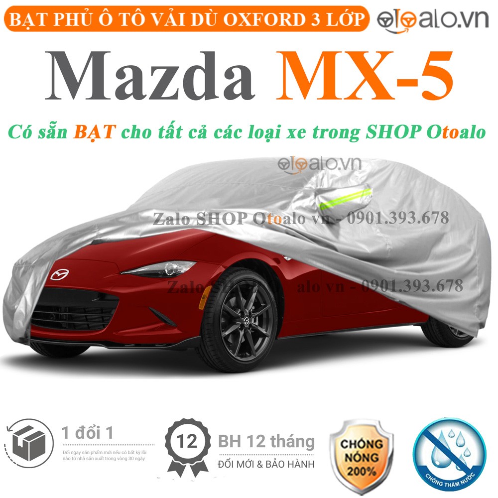 Bạt phủ xe ô tô Mazda MX5 vải dù 3 lớp cao cấp - OTOALO
