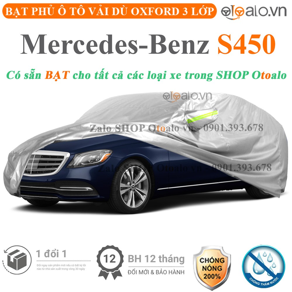 Bạt phủ xe ô tô Mercedes S450 vải dù 3 lớp cao cấp - OTOALO