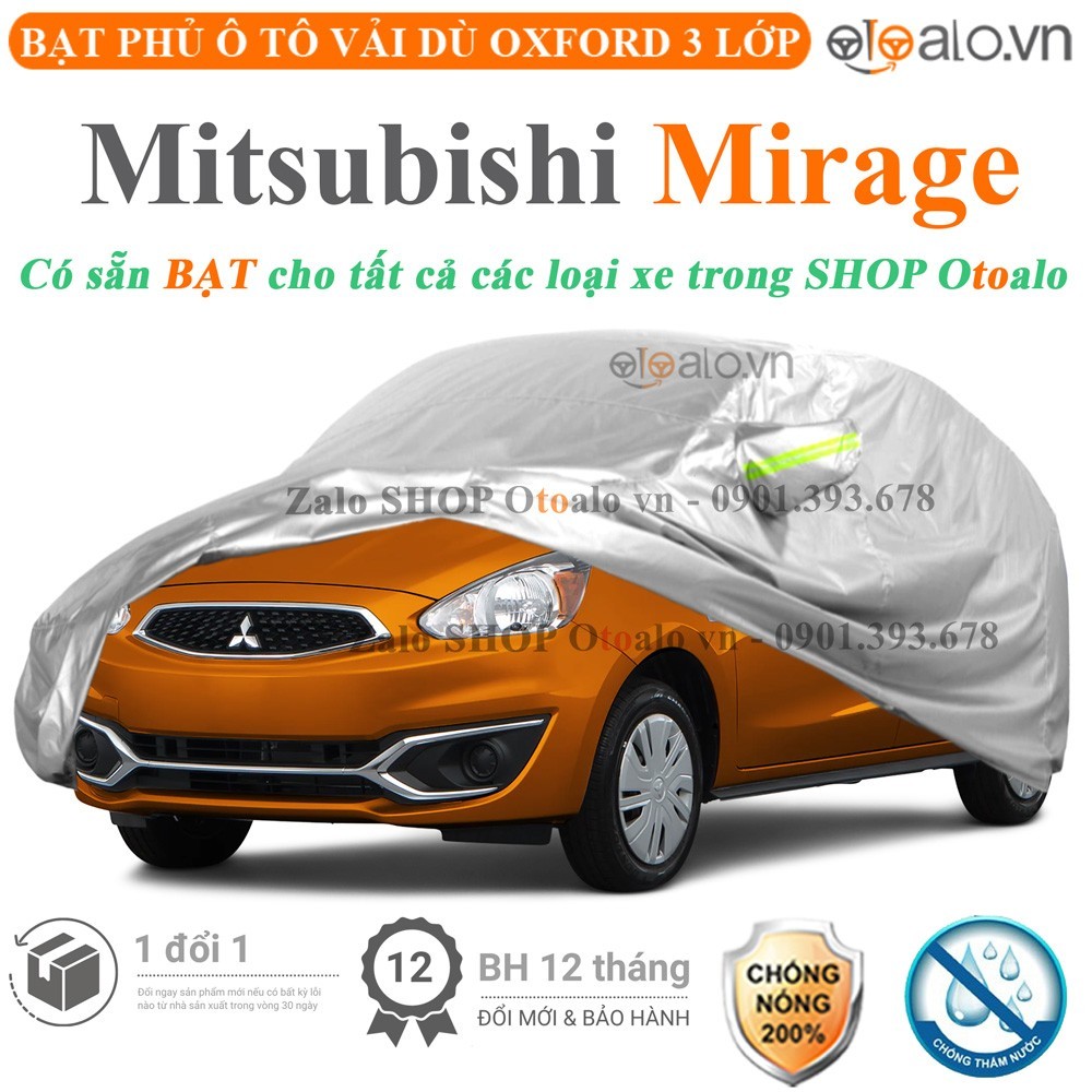 Bạt phủ xe ô tô Mitsubishi Mirage vải dù 3 lớp cao cấp - OTOALO
