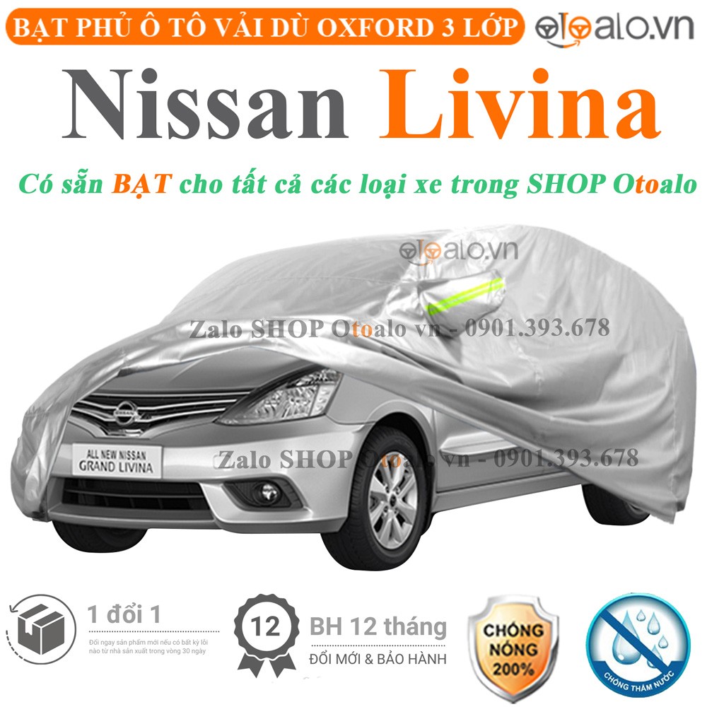 Bạt phủ xe ô tô Nissan Livina vải dù 3 lớp cao cấp - OTOALO