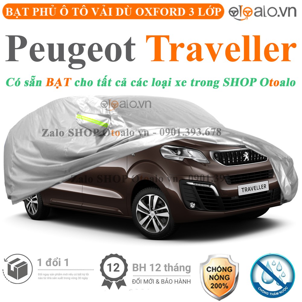Bạt phủ xe ô tô Peugeot Traveller vải dù 3 lớp cao cấp - OTOALO