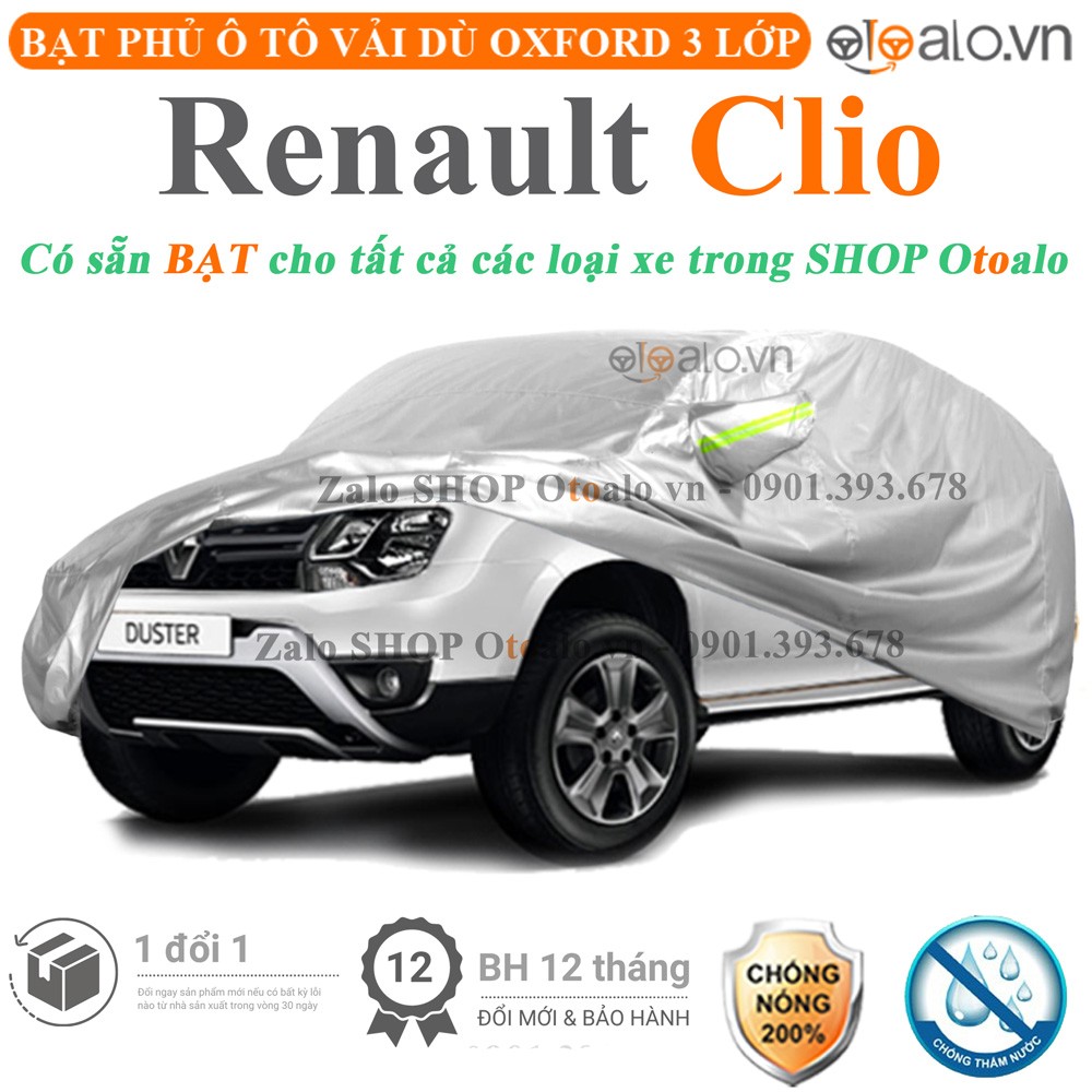 Bạt phủ xe ô tô Renault Clio vải dù 3 lớp cao cấp - OTOALO
