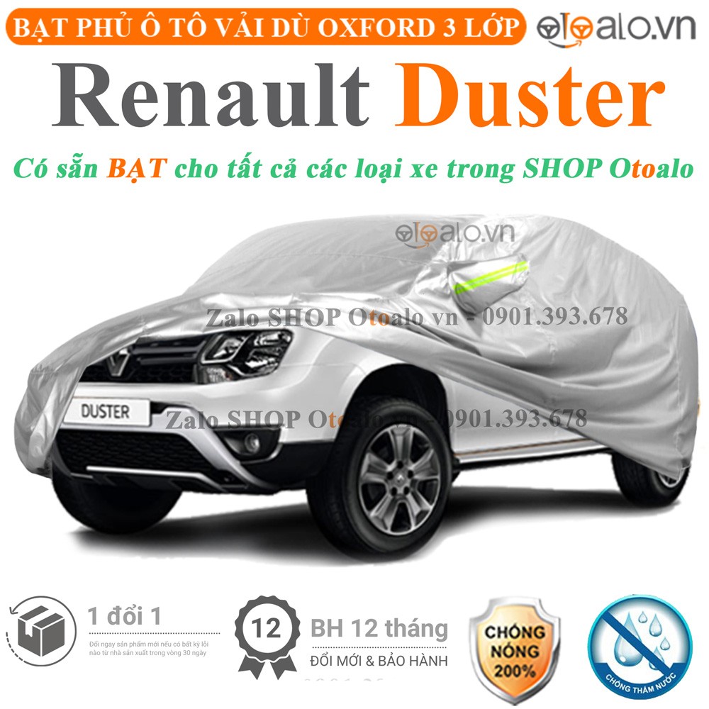 Bạt phủ xe ô tô Renault Duster vải dù 3 lớp cao cấp - OTOALO