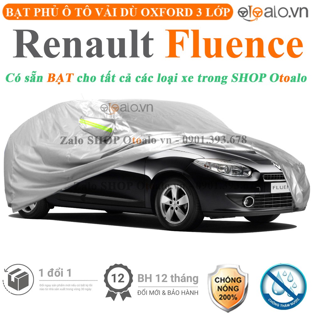 Bạt phủ xe ô tô Renault Fluence vải dù 3 lớp cao cấp - OTOALO