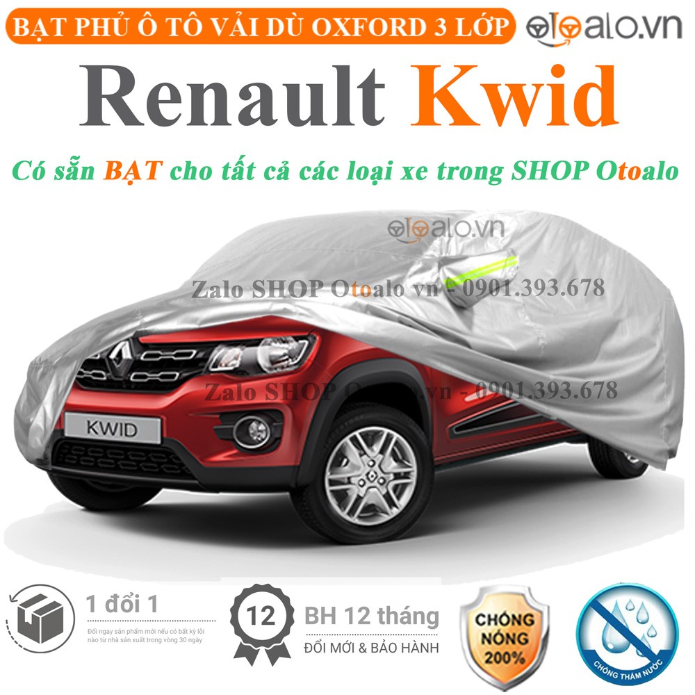 Bạt phủ xe ô tô Renault Kwid vải dù 3 lớp cao cấp - OTOALO
