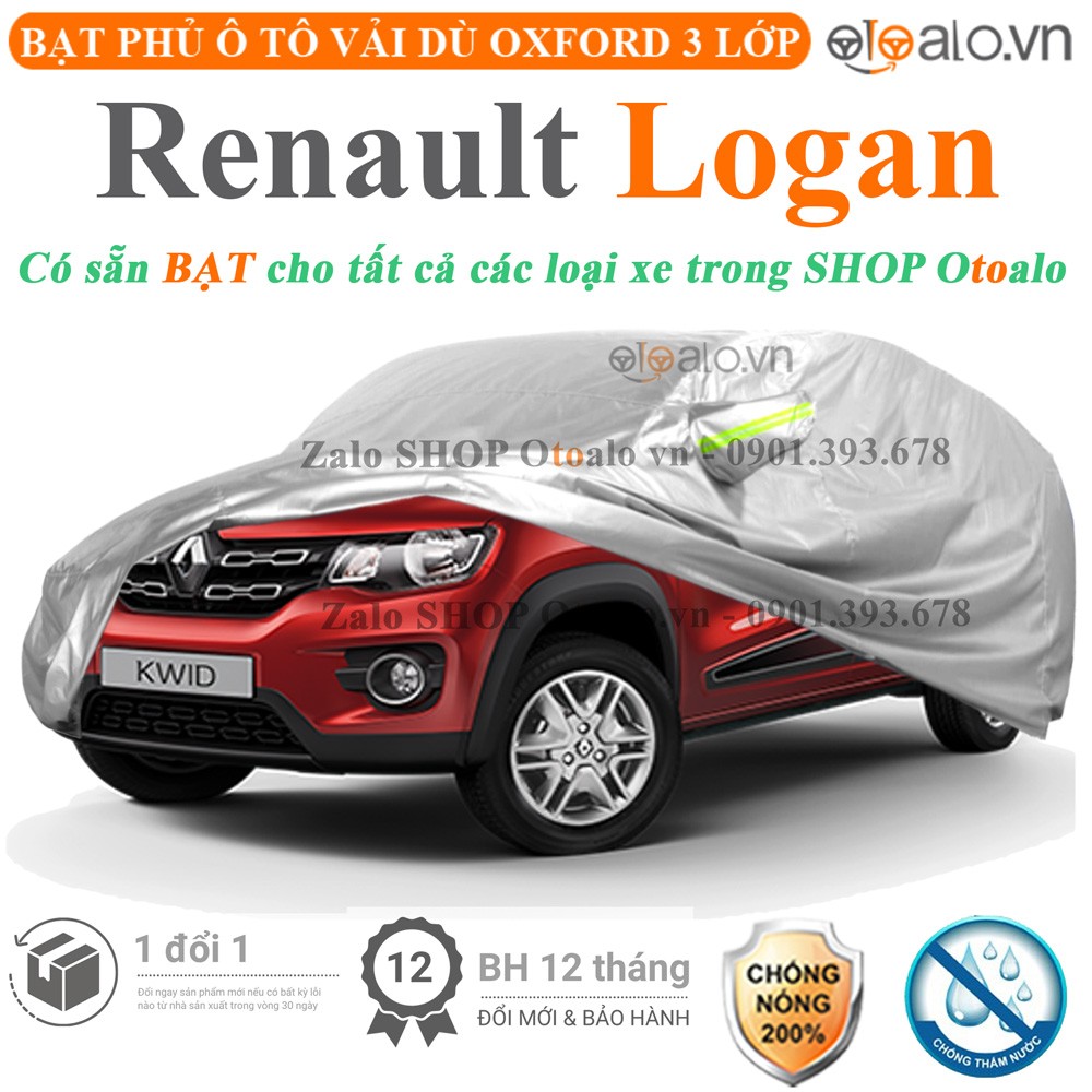 Bạt phủ xe ô tô Renault Logan vải dù 3 lớp cao cấp - OTOALO