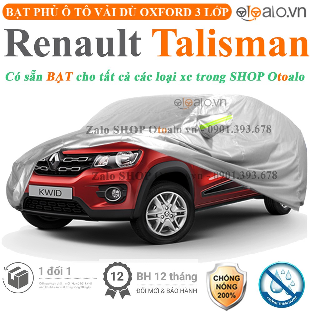 Bạt phủ xe ô tô Renault Talisman vải dù 3 lớp cao cấp - OTOALO