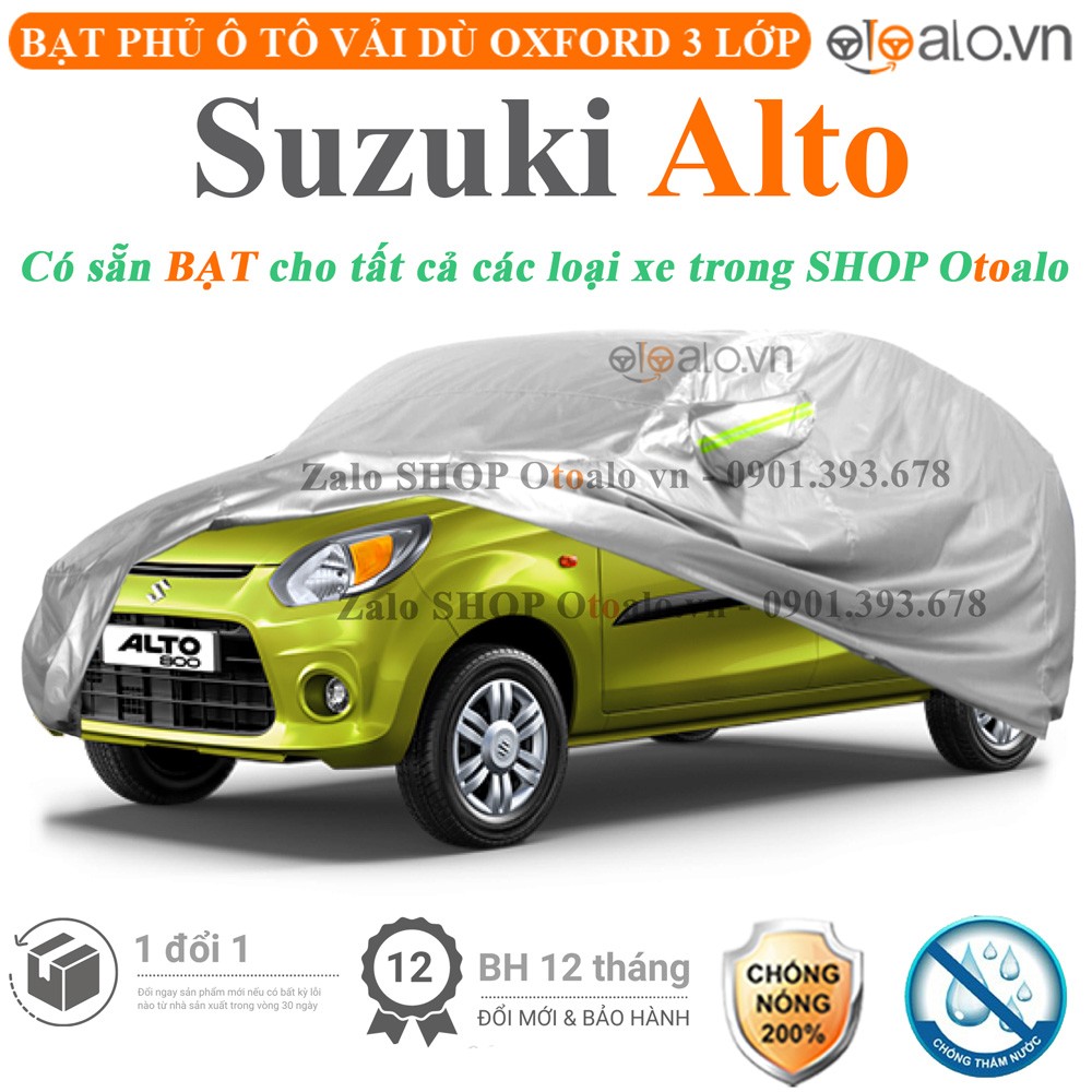 Bạt phủ xe ô tô Suzuki Alto vải dù 3 lớp cao cấp - OTOALO