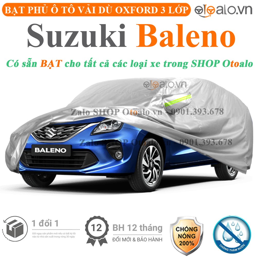 Bạt phủ xe ô tô Suzuki Baleno vải dù 3 lớp cao cấp - OTOALO