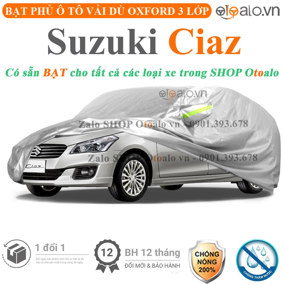 Bạt phủ xe ô tô Suzuki Ciaz vải dù 3 lớp cao cấp - OTOALO