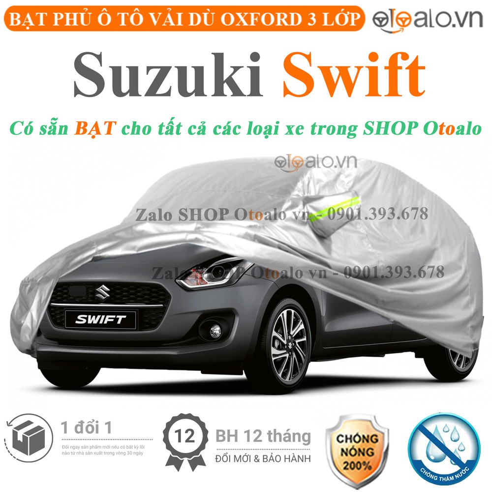Bạt phủ xe ô tô Suzuki Swift vải dù 3 lớp cao cấp - OTOALO