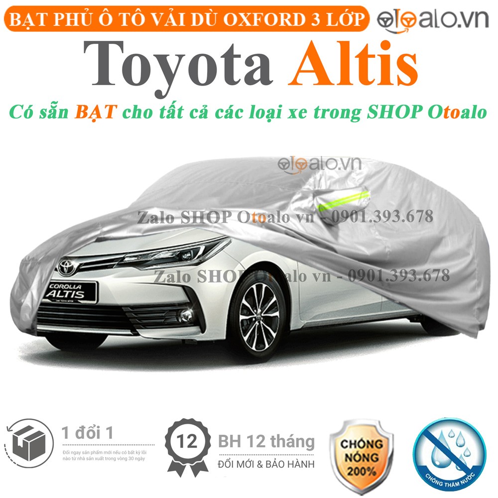 Bạt phủ xe ô tô Toyota Altis vải dù 3 lớp cao cấp - OTOALO