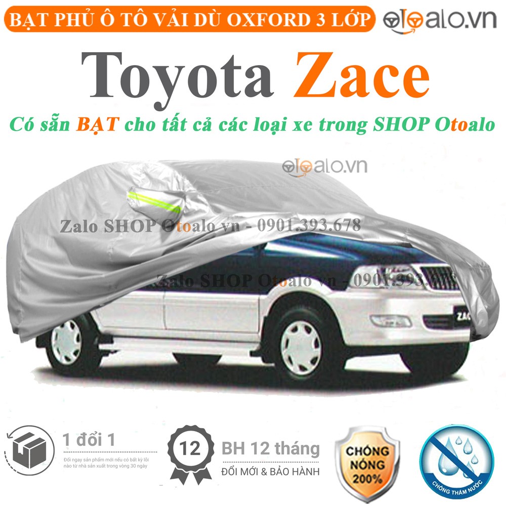 Bạt phủ xe ô tô Toyota Zace vải dù 3 lớp cao cấp - OTOALO