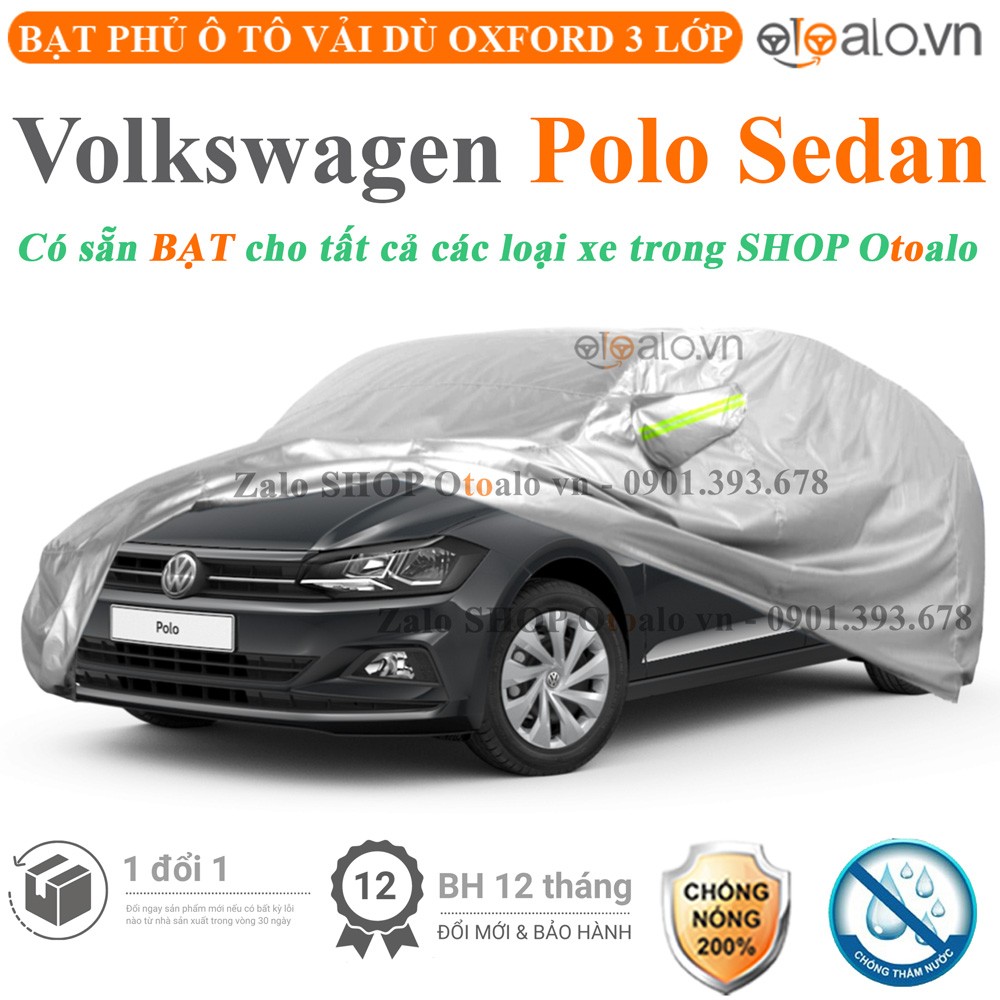 Bạt phủ xe ô tô Volkswagen Polo vải dù 3 lớp cao cấp - OTOALO