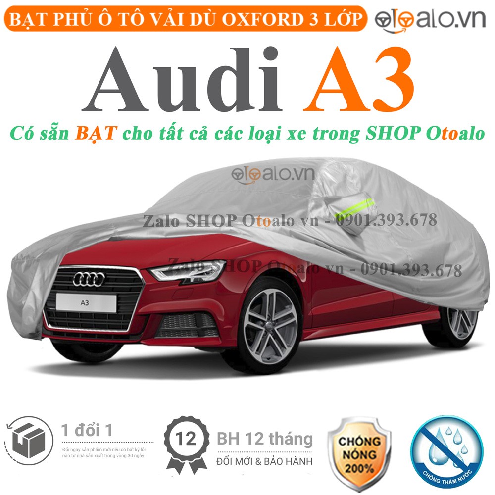 Bạt phủ xe ô tô Audi A3 vải dù 3 lớp cao cấp - OTOALO
