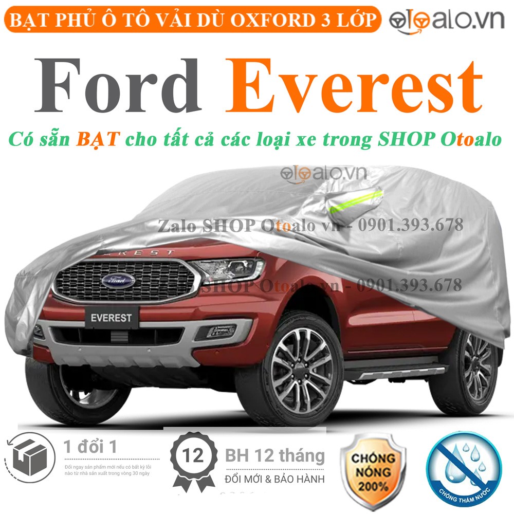 Bạt phủ xe ô tô Ford Everest vải dù 3 lớp cao cấp - OTOALO