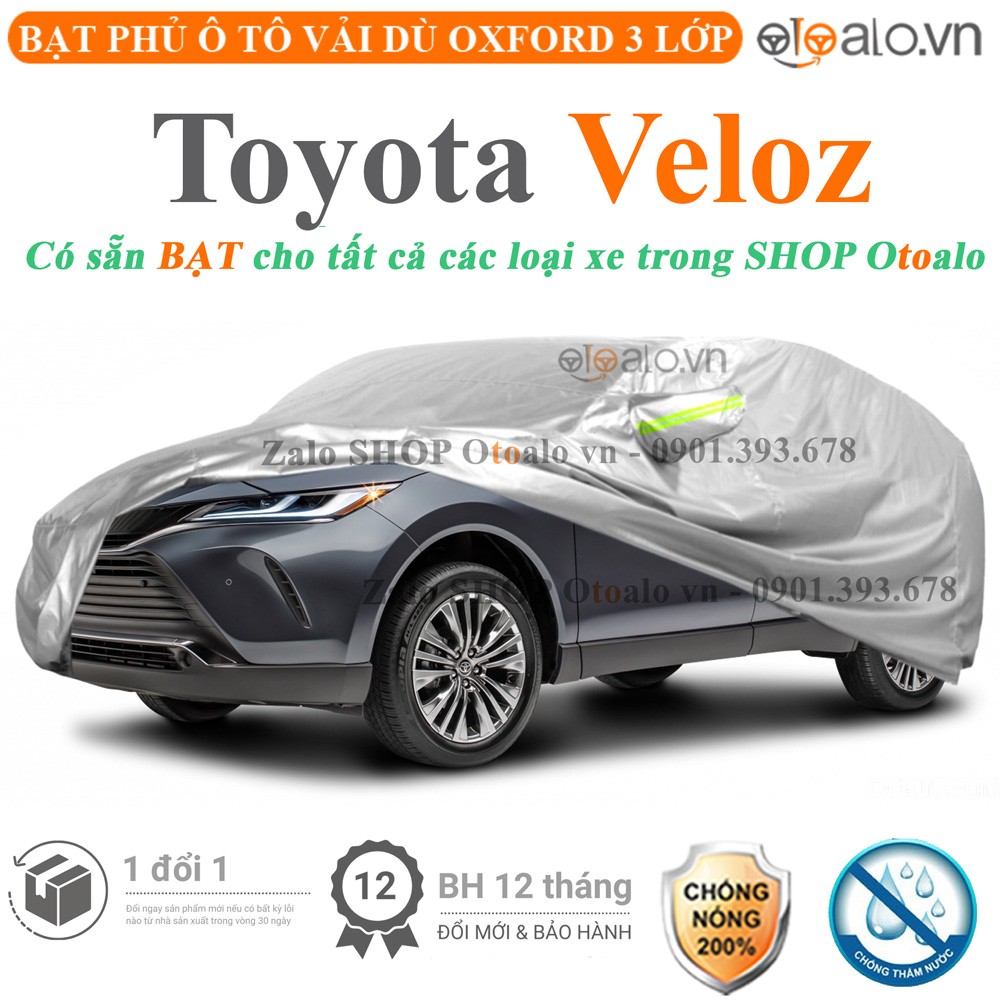 Bạt phủ xe ô tô Toyota Veloz vải dù 3 lớp cao cấp - OTOALO