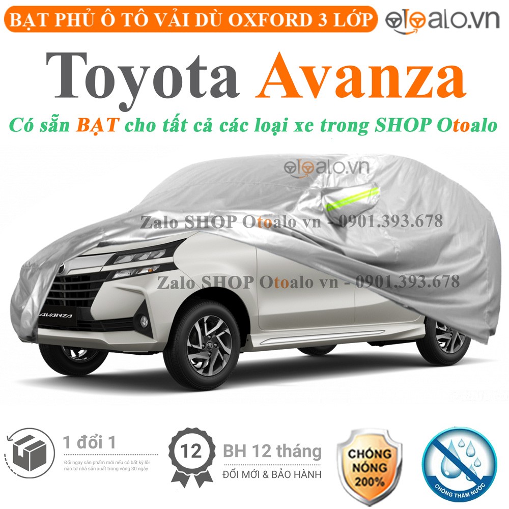 Bạt phủ xe ô tô Toyota Avanza vải dù 3 lớp cao cấp - OTOALO