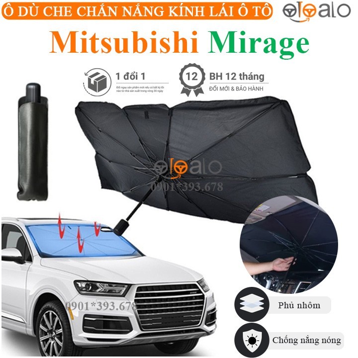 Ô che nắng xe Mitsubishi Mirage vải dù tráng nhôm cao cấp - OTOALO