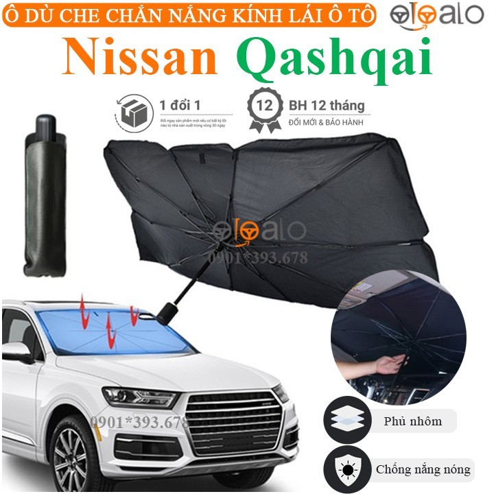 Ô che nắng xe Nissan Qashqai vải dù tráng nhôm cao cấp - OTOALO